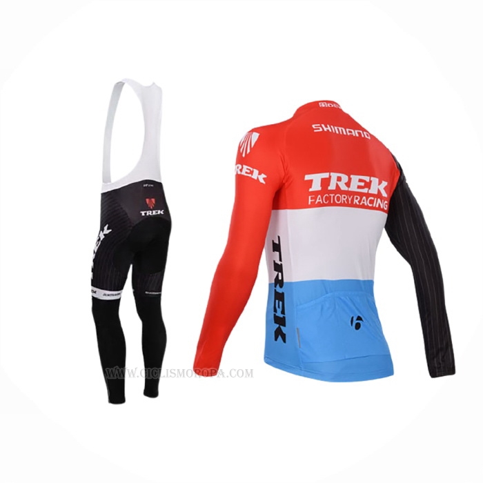 2014 Ropa Ciclismo Trek Factory Racing Rojo Blanco Mangas Largas y Culotte Lunga