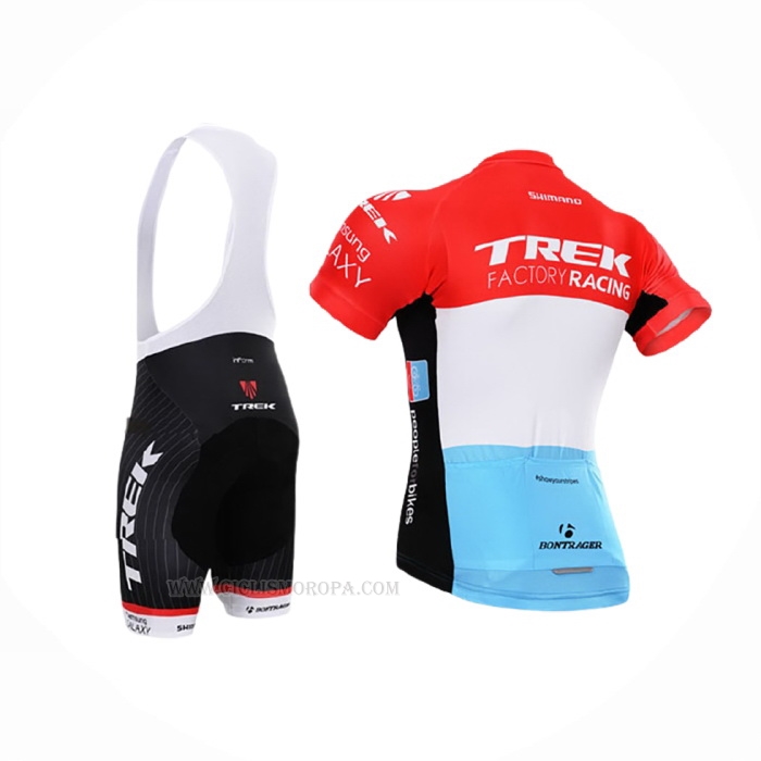 2015 Ropa Ciclismo Trek Factory Racing Blanco Rojo Mangas Corta y Culotte Corto