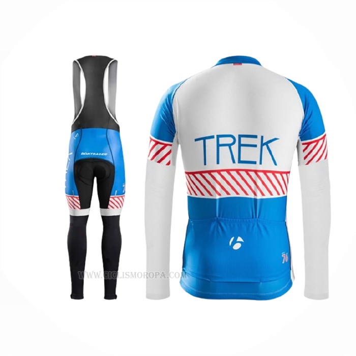 2016 Ropa Ciclismo Trek Bontrager Azul Blanco Mangas Largas y Culotte Lunga
