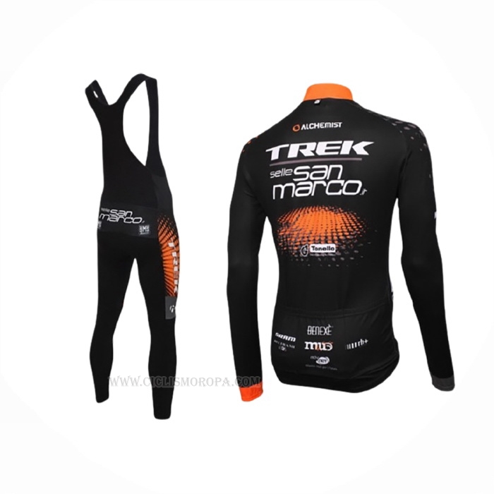 2016 Ropa Ciclismo Trek Selle San Marco Negro Naranja Mangas Largas y Culotte Lunga