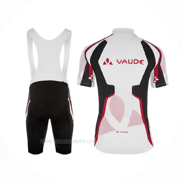 2018 Ropa Ciclismo Vaude Blanco Rojo Mangas Corta y Culotte Corto