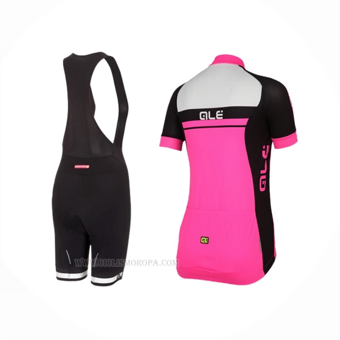 2016 Ropa Ciclismo Mujer ALE Fucsia Negro Mangas Corta y Culotte Corto