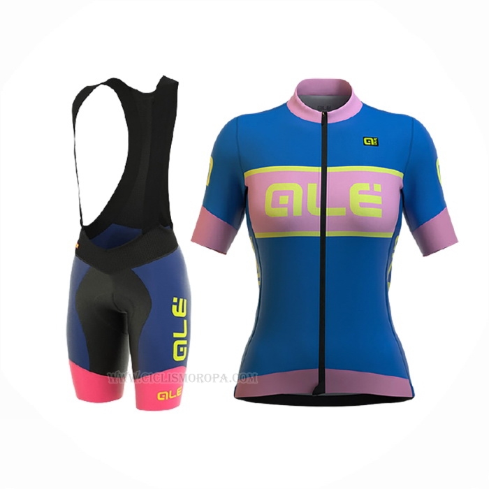 2017 Ropa Ciclismo Mujer ALE Azul Mangas Corta y Culotte Corto(1)