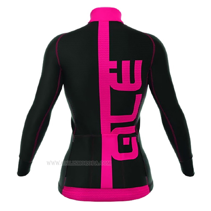 2017 Ropa Ciclismo Mujer ALE Rosa Negro Mangas Largas y Culotte Lunga
