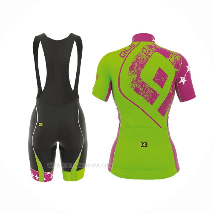 2017 Ropa Ciclismo Mujer ALE Verde Mangas Corta y Culotte Corto