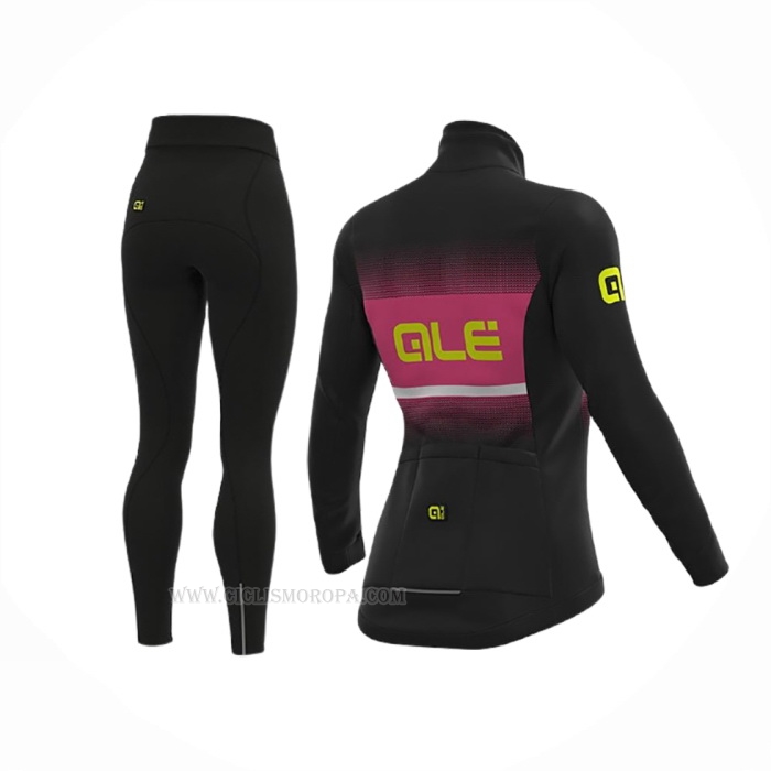 2020 Ropa Ciclismo Mujer ALE Rosa Negro Mangas Largas y Culotte Lunga