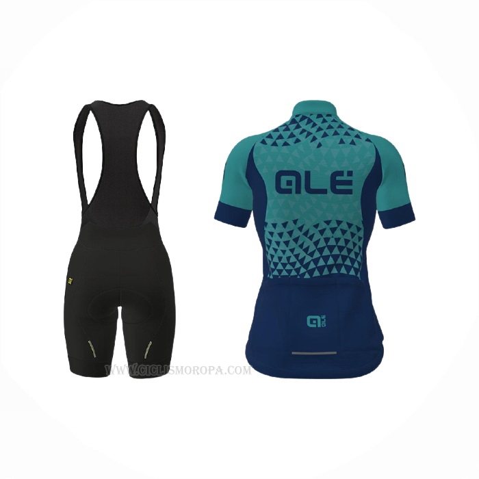 2021 Ropa Ciclismo Mujer ALE Apagado Azul Verde Mangas Corta y Culotte Corto
