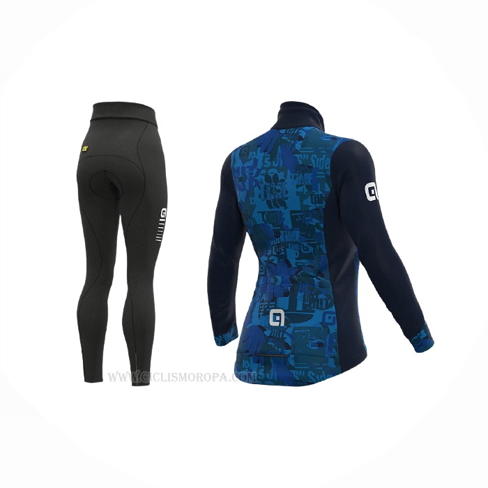 2021 Ropa Ciclismo Mujer ALE Azul Mangas Largas y Culotte Lunga