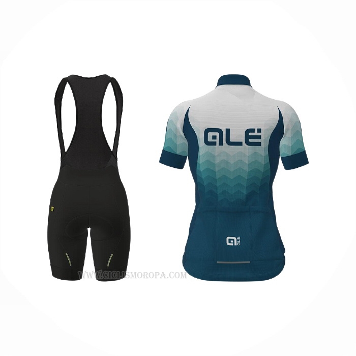 2021 Ropa Ciclismo Mujer ALE Blanco Verde Mangas Corta y Culotte Corto