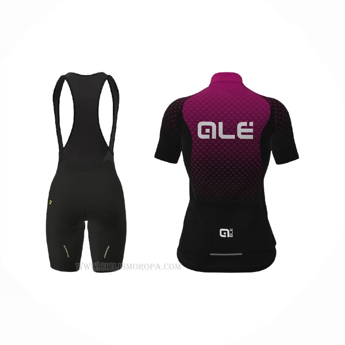 2021 Ropa Ciclismo Mujer ALE Fucsia Negro Mangas Corta y Culotte Corto