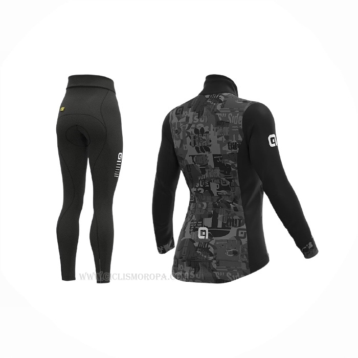 2021 Ropa Ciclismo Mujer ALE Negro Mangas Largas y Culotte Lunga