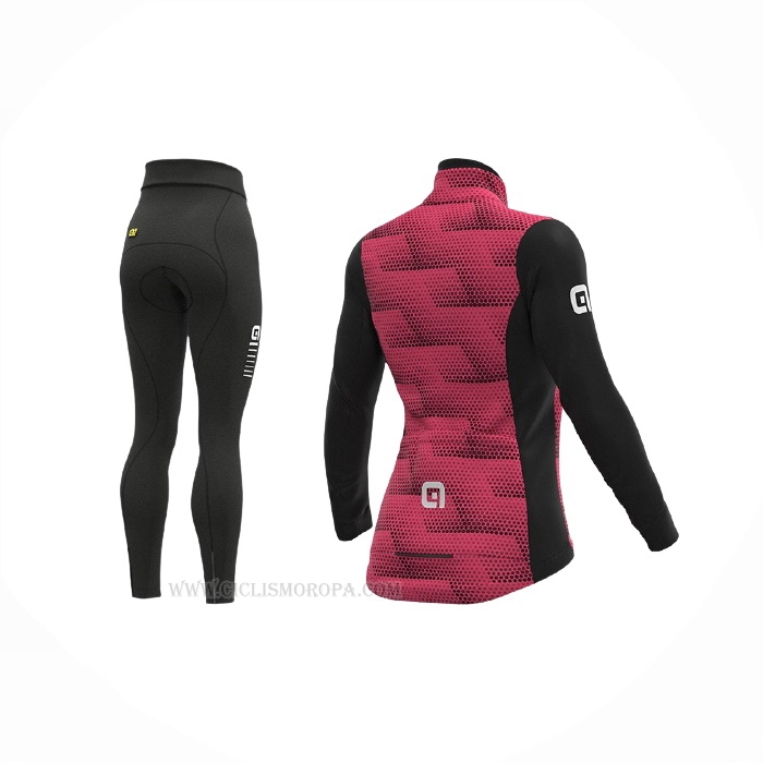2021 Ropa Ciclismo Mujer ALE Profundo Rosa Mangas Largas y Culotte Lunga