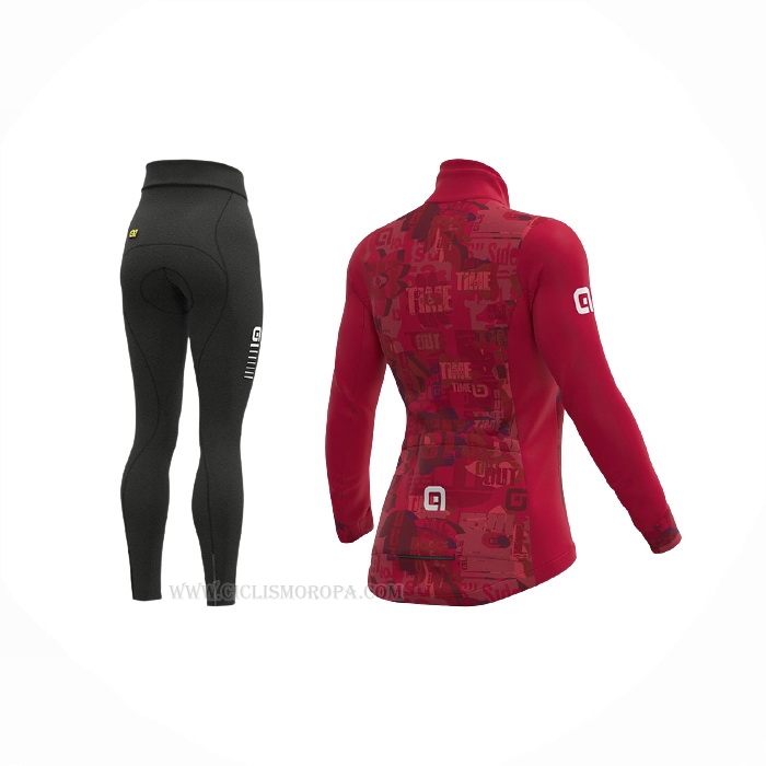 2021 Ropa Ciclismo Mujer ALE Rojo Mangas Largas y Culotte Lunga