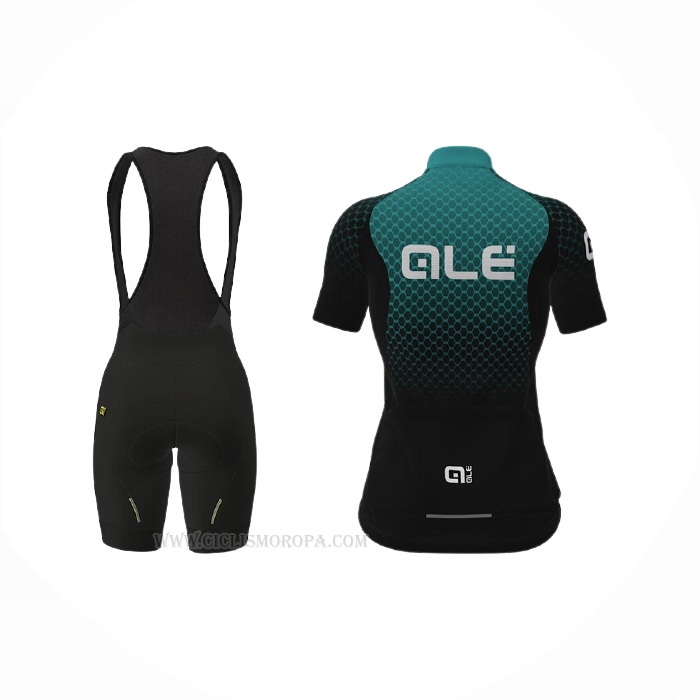 2021 Ropa Ciclismo Mujer ALE Verde Mangas Corta y Culotte Corto
