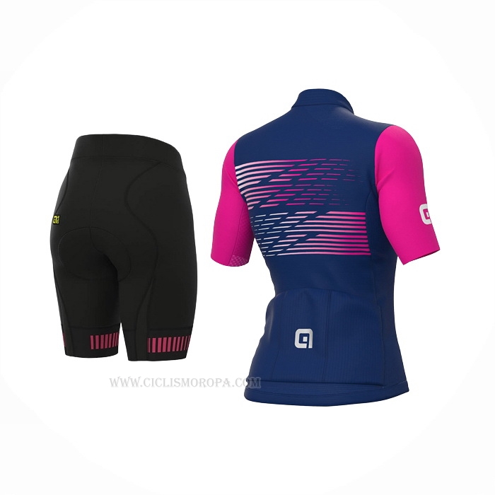 2022 Ropa Ciclismo Mujer ALE Azul Fucsia Mangas Corta y Culotte Corto