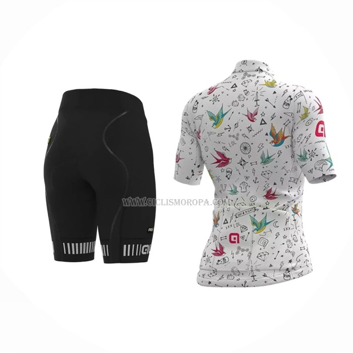 2022 Ropa Ciclismo Mujer ALE Blanco Multicolore Mangas Cortas y Culotte Corto
