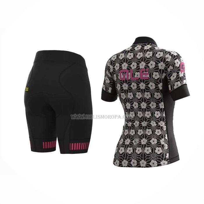 2022 Ropa Ciclismo Mujer ALE Blanco Negro Mangas Cortas y Culotte Corto