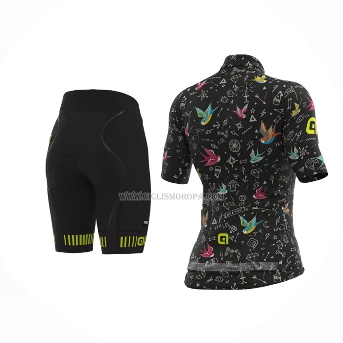 2022 Ropa Ciclismo Mujer ALE Negro Multicolore Mangas Cortas y Culotte Corto
