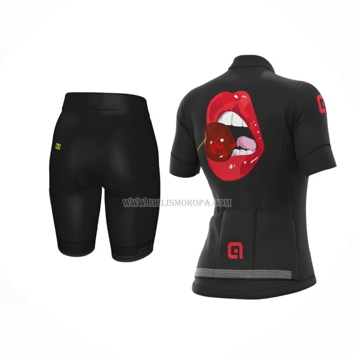 2022 Ropa Ciclismo Mujer ALE Rojo Negro Mangas Cortas y Culotte Corto