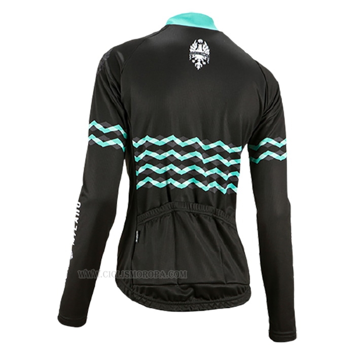 2016 Ropa Ciclismo Mujer Bianchi Negro Mangas Largas y Culotte Lunga