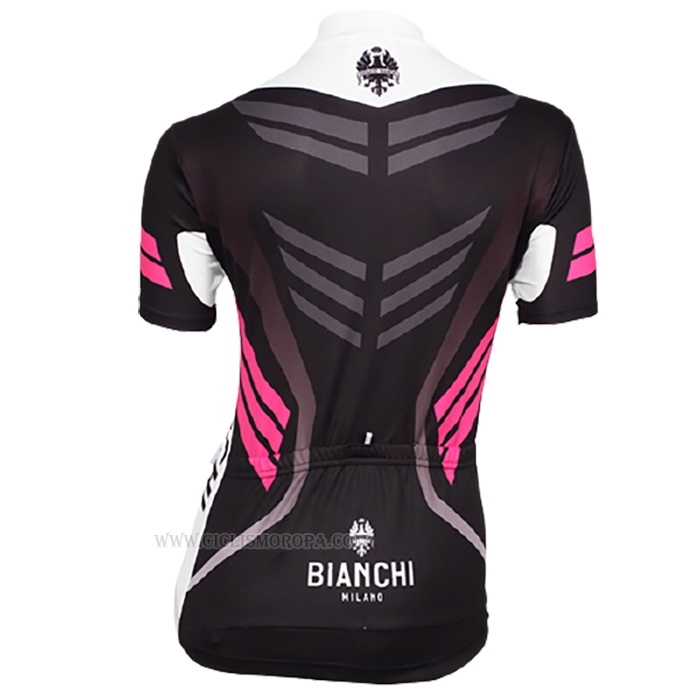 2017 Ropa Ciclismo Mujer Bianchi Negro Mangas Corta y Culotte Corto