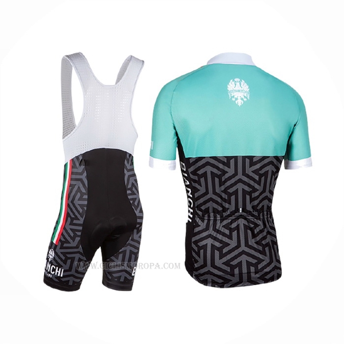 2017 Ropa Ciclismo Mujer Bianchi Negro Verde Mangas Corta y Culotte Corto