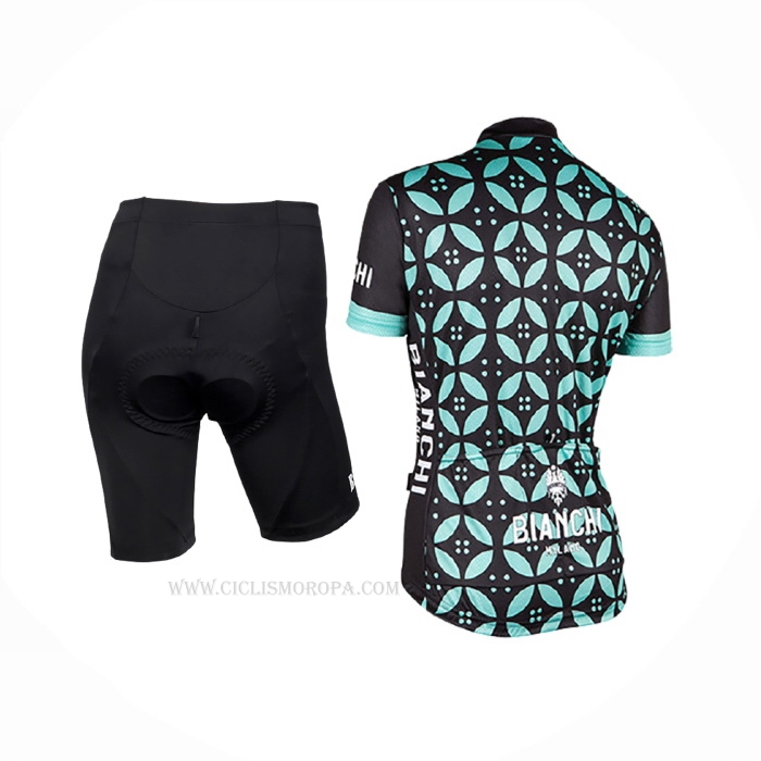 2017 Ropa Ciclismo Mujer Bianchi Verde Mangas Corta y Culotte Corto