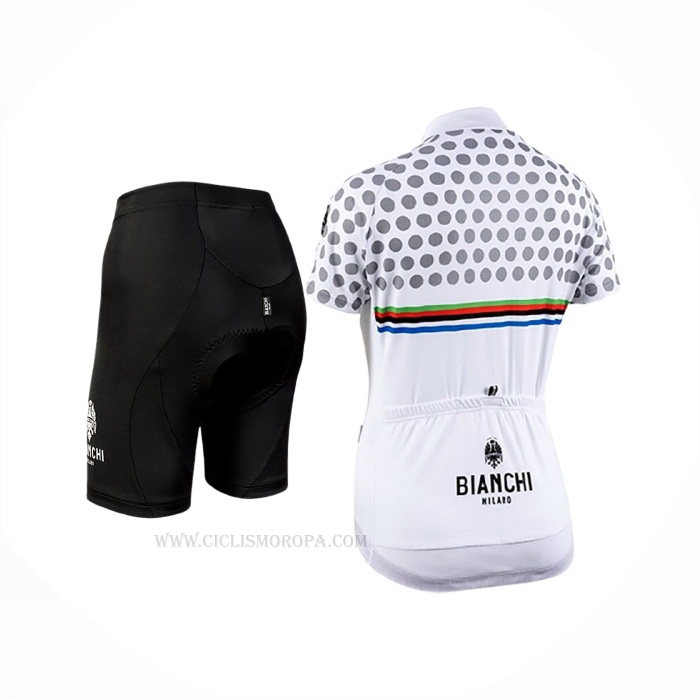 2019 Ropa Ciclismo Mujer Bianchi Blanco Mangas Corta y Culotte Corto