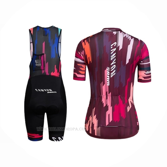 2019 Ropa Ciclismo Mujer Canyon Rojo Mangas Corta y Culotte Corto