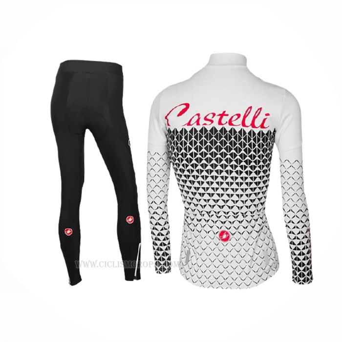 2017 Ropa Ciclismo Mujer Castelli Blanco Mangas Largas y Culotte Lunga