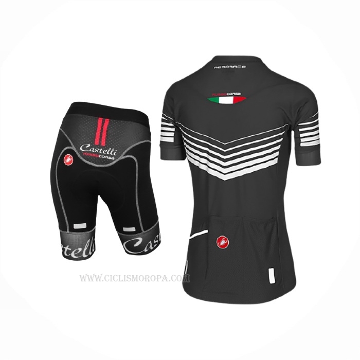 2017 Ropa Ciclismo Mujer Castelli Negro Blanco Mangas Corta y Culotte Corto