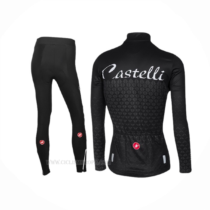 2017 Ropa Ciclismo Mujer Castelli Negro Mangas Largas y Culotte Lunga