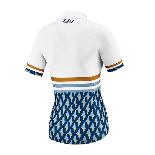 2021 Ropa Ciclismo Mujer Liv Blanco Azul Mangas Corta y Culotte Corto