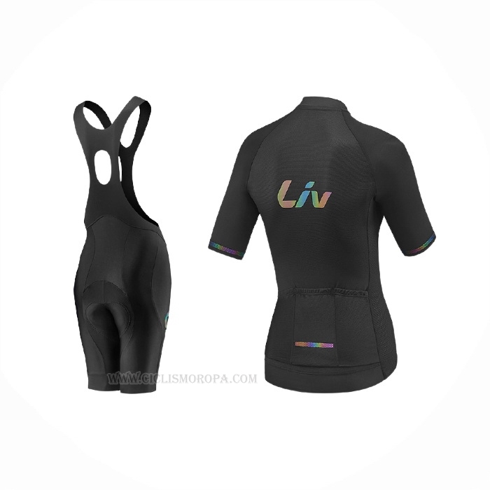 2021 Ropa Ciclismo Mujer Liv Negro Mangas Corta y Culotte Corto