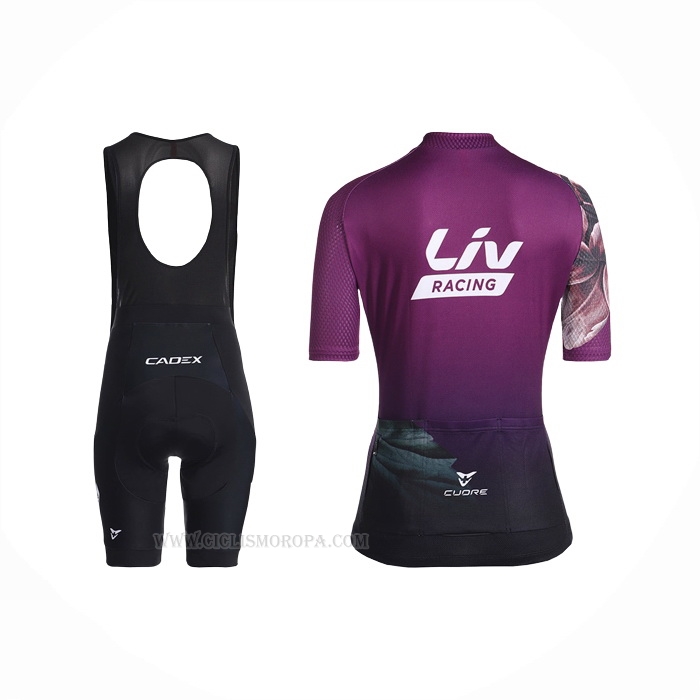 2022 Ropa Ciclismo Mujer Liv Violeta Mangas Corta y Culotte Corto