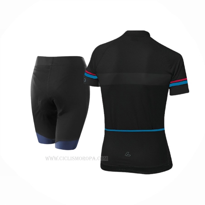 2020 Ropa Ciclismo Mujer Loffler Rosa Azul Negro Mangas Corta y Culotte Corto