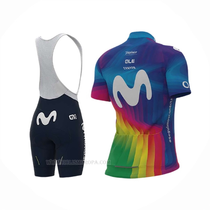 2020 Ropa Ciclismo Mujer Movistar Multicolor Mangas Corta y Culotte Corto