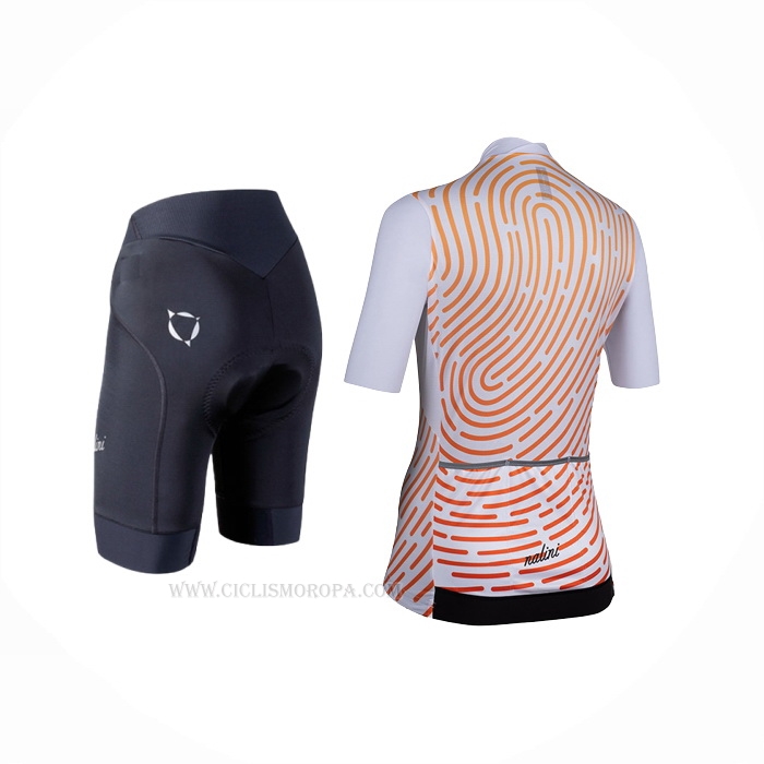 1920 Ropa Ciclismo Mujer Nalini Blanco Naranja Mangas Corta y Culotte Corto