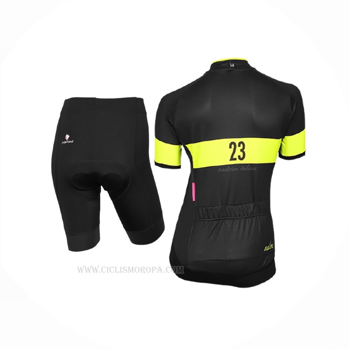 2017 Ropa Ciclismo Mujer Nalini Nemina Negro Mangas Corta y Culotte Corto