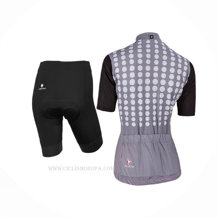 2017 Ropa Ciclismo Mujer Nalini Optical Negro Gris Mangas Corta y Culotte Corto