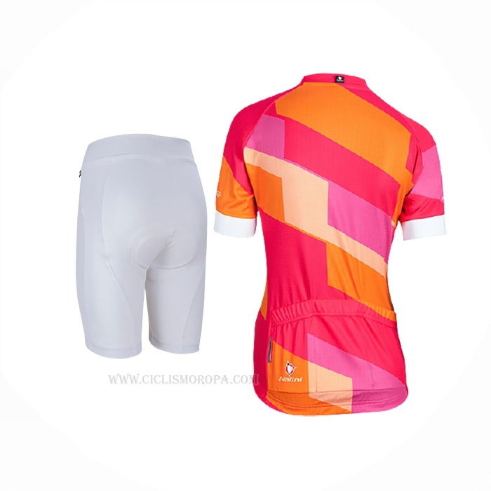 2017 Ropa Ciclismo Mujer Nalini Stripe Rojo Naranja Mangas Corta y Culotte Corto