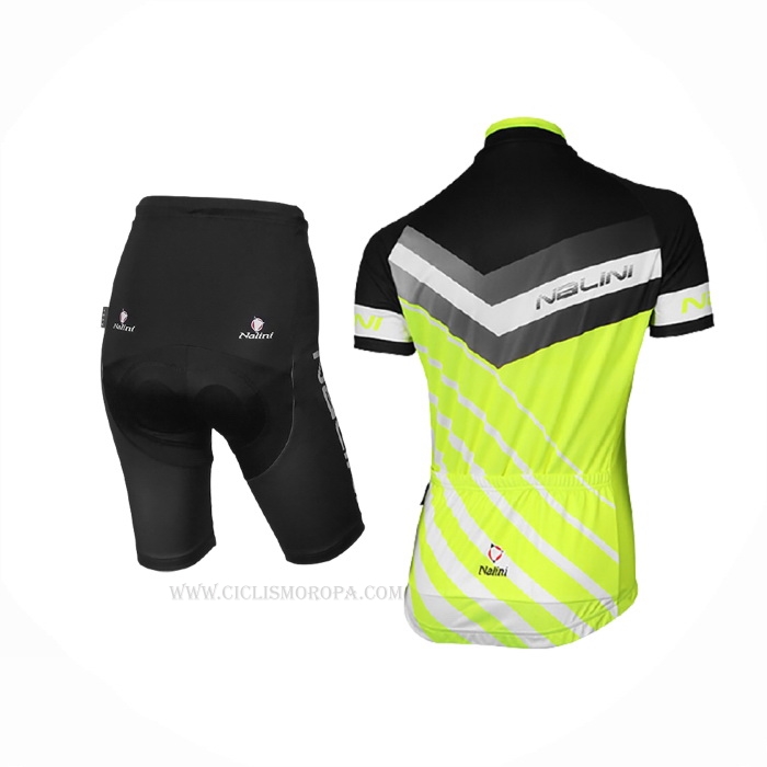 2017 Ropa Ciclismo Mujer Nalini Zebrana Verde Negro Mangas Corta y Culotte Corto