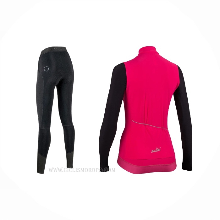 2021 Ropa Ciclismo Mujer Nalini Profundo Rosa Mangas Largas y Culotte Lunga