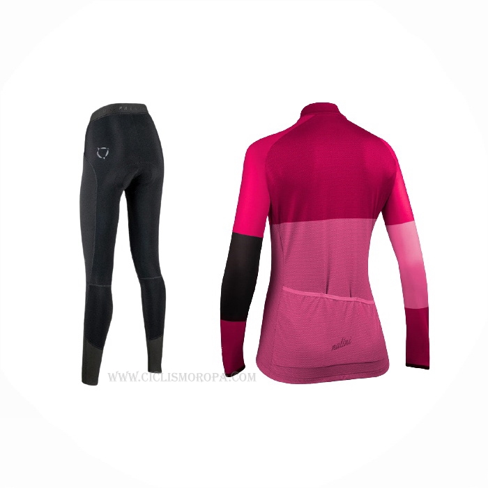 2021 Ropa Ciclismo Mujer Nalini Rosa Violeta Mangas Largas y Culotte Lunga