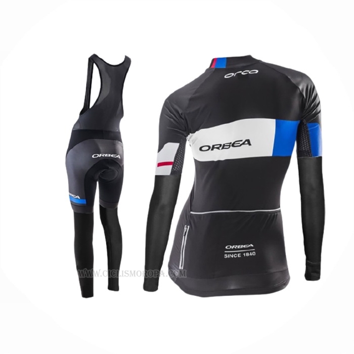 2016 Ropa Ciclismo Mujer Orbea Azul Negro Mangas Largas y Culotte Lunga