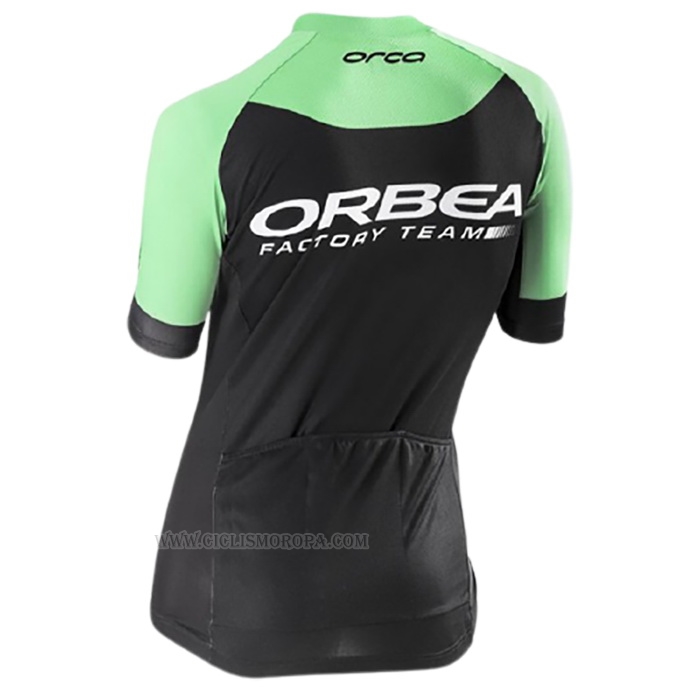 2017 Ropa Ciclismo Mujer Orbea Negro Verde Mangas Corta y Culotte Corto