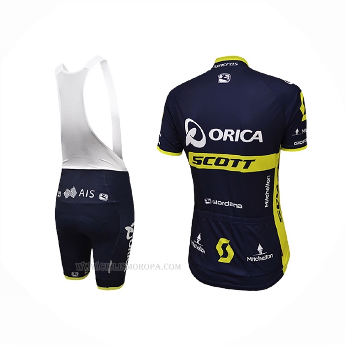 2017 Ropa Ciclismo Mujer Scott Negro Amarillo Mangas Corta y Culotte Corto