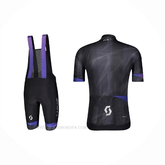 2021 Ropa Ciclismo Mujer Scott Negro Violeta Mangas Corta y Culotte Corto