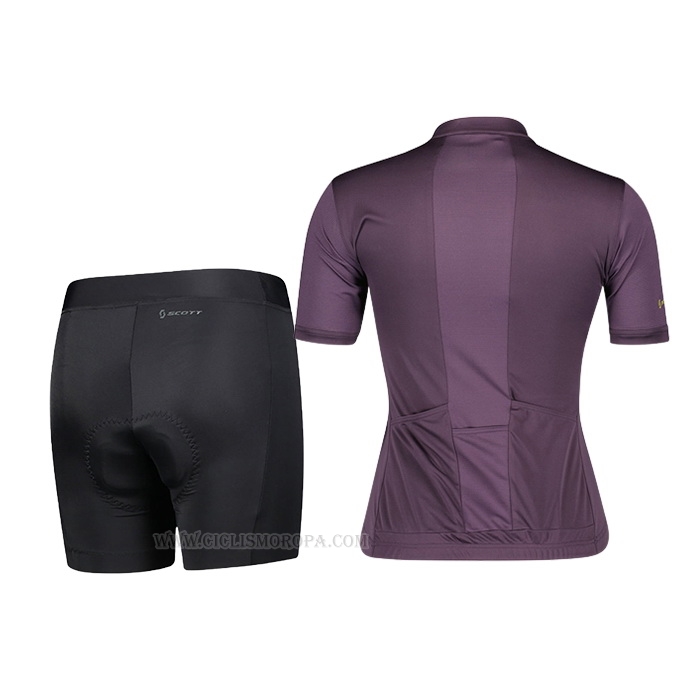 2022 Ropa Ciclismo Mujer Scott Violeta Mangas Corta y Culotte Corto