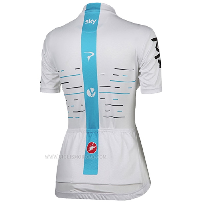 2017 Ropa Ciclismo Mujer Sky Blanco Mangas Corta y Culotte Corto